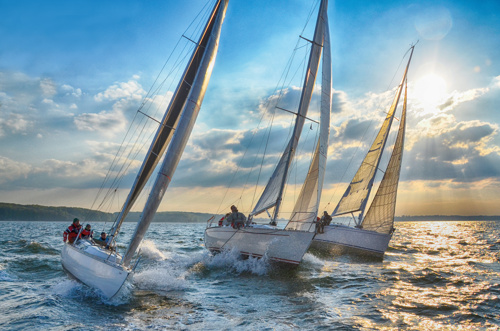 Yachts sailing in the Solent